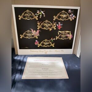 Signed Disney Commemorative Lithograph with Gold and Black Accents